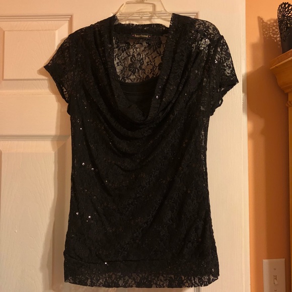 HeartSoul Tops - Black lace top with sequins
